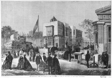 The Egyptian Architecture and a Model of the Catacombs of Rome at the Universal Exhibition at the Champ-de-Mars in Paris, 1867